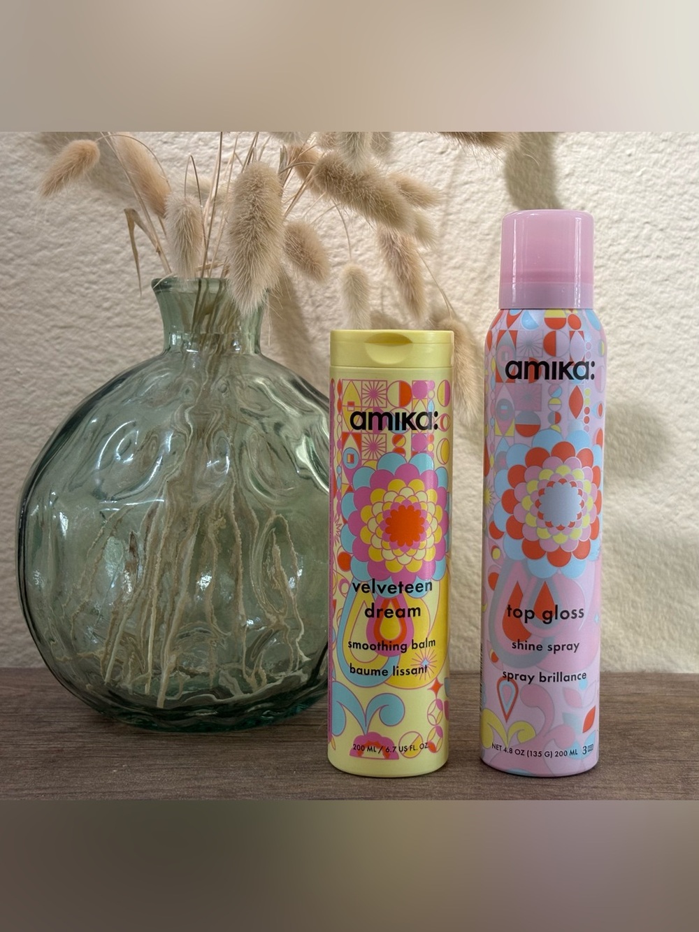 Amika Velveteen Dream Smoothing Balm 6.7 oz + Top Gloss Shine Spray 4.8 oz